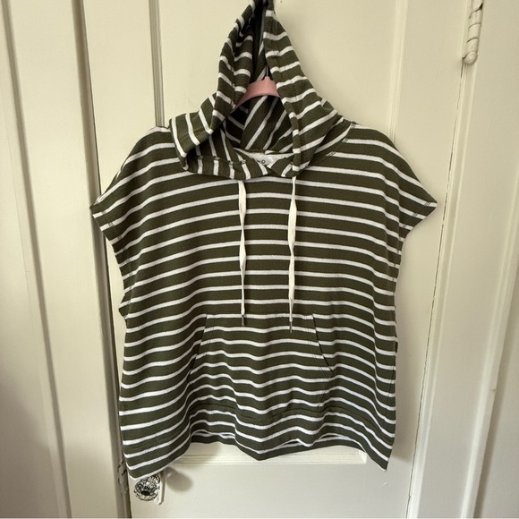 cleo Tops - Cleo Olive and White Striped Hoodie